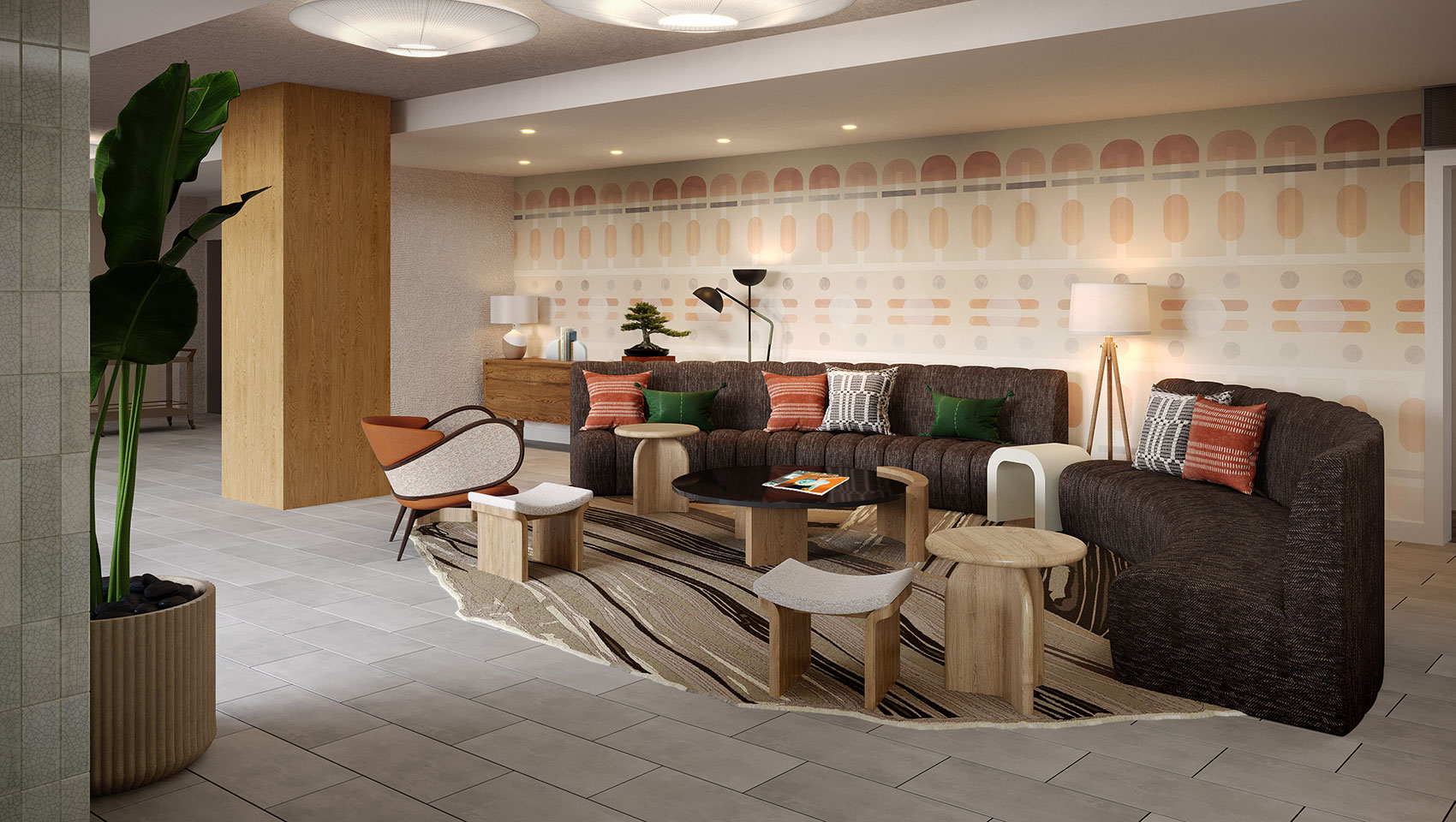 Hotel Enso lobby with eclectic lounge searching