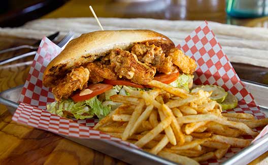 fried sandwich with fries