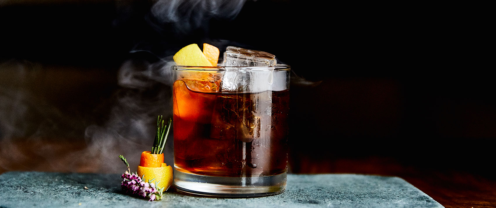 cocktail drink with fruit decorations